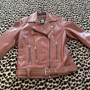 Brown Leather Biker Jacket